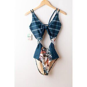 Women's Blue Patterned One Piece Swimsuit